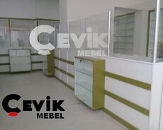 Mağaza və apteklər üçün vitrin mebelinin sifarişlə yığılması