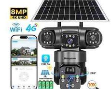 4G sim kartlı solar 360 FHD kamera 12MP, 4K+64GB