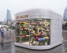 Kapsul tipli futuristik gül satış köşkü